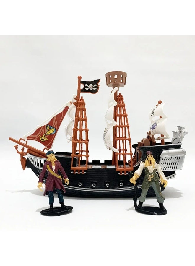 Caribbean Pirate Ship Toy Model June 1 Children's Day Small Gift Boys Play Home Doll Sailing Thief Ship-Color:Medium Pirate Ship 2 Figurine - Image 2