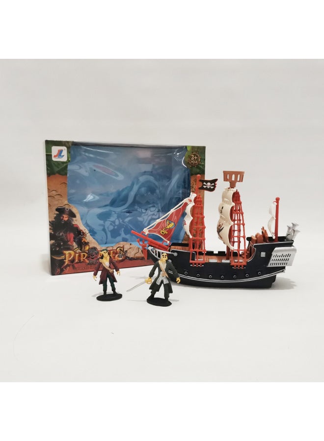 Caribbean Pirate Ship Toy Model June 1 Children's Day Small Gift Boys Play Home Doll Sailing Thief Ship-Color:Medium Pirate Ship 2 Figurine - Image 1