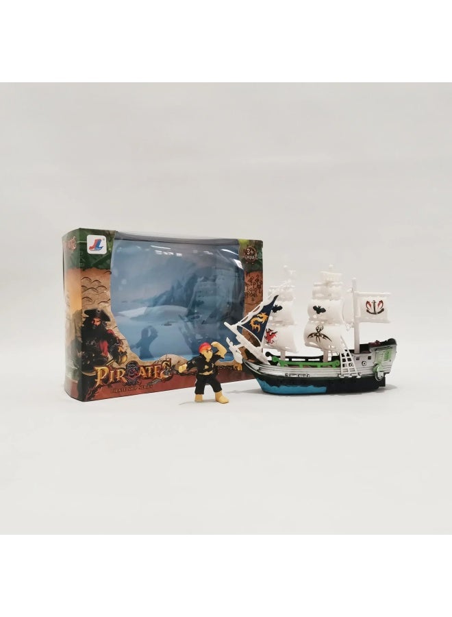 Caribbean Pirate Ship Toy Model June 1 Children's Day Small Gift Boys Play Home Doll Sailing Thief Ship-Color:Medium Pirate Ship 2 Figurine - Image 3