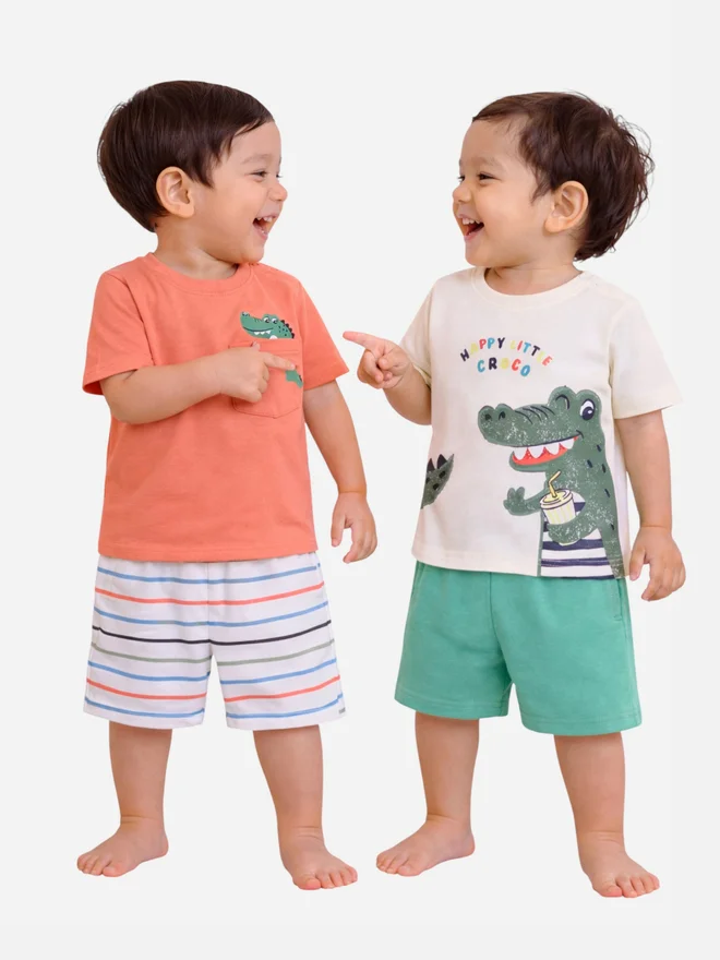 Victor And Jane Baby Boys 4-Piece Printed T-Shirt and Shorts Set