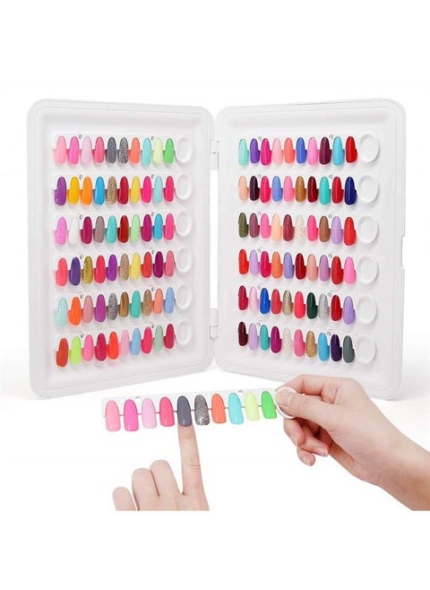 Nail Polish Swatch Book C8 Plastic Nail Color Display Book, No Need Glue, Professional 120 Colors Nail Polish Sample Book with Replacement Tips, No Need Pasting (C8)