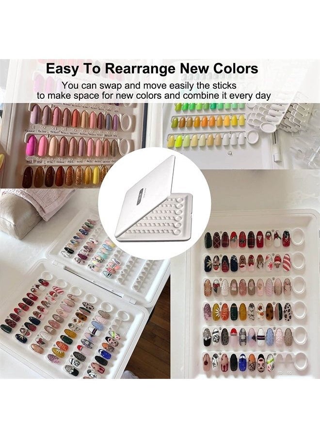 Nail Polish Swatch Book C8 Plastic Nail Color Display Book, No Need Glue, Professional 120 Colors Nail Polish Sample Book with Replacement Tips, No Need Pasting (C8)