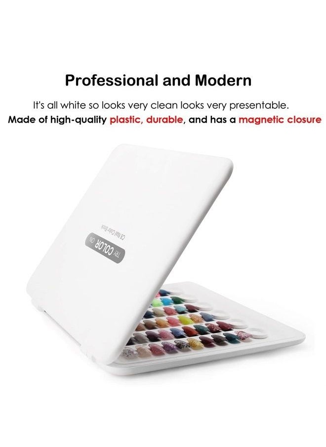 Nail Polish Swatch Book C8 Plastic Nail Color Display Book, No Need Glue, Professional 120 Colors Nail Polish Sample Book with Replacement Tips, No Need Pasting (C8)
