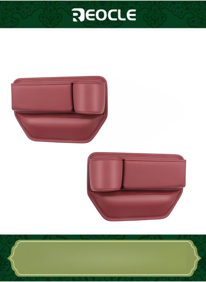 REOCLE 2 Pack Car Seat Gap Filler Organizer Automotive Front Seat Storage with Cup Holder Auto Console Side Extra Storage Boxes Seat Side Storage Passenger Side & Driver Side - Image 1