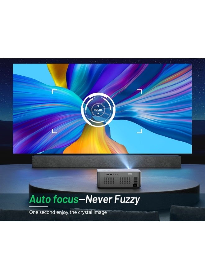 CiBest جهاز عرض 4K يدعم أندرويد TV 10.0 مع واي فاي 5G بلوتوث بدقة 1080P الأصلية، جهاز عرض منزلي FHD من CIBEST مع محرك بصري مغلق بالكامل مزود بـ Netflix/Prime Video مدمج، 8000+ تطبيق، تركيز تلقائي، صوت ستيريو - Image 2