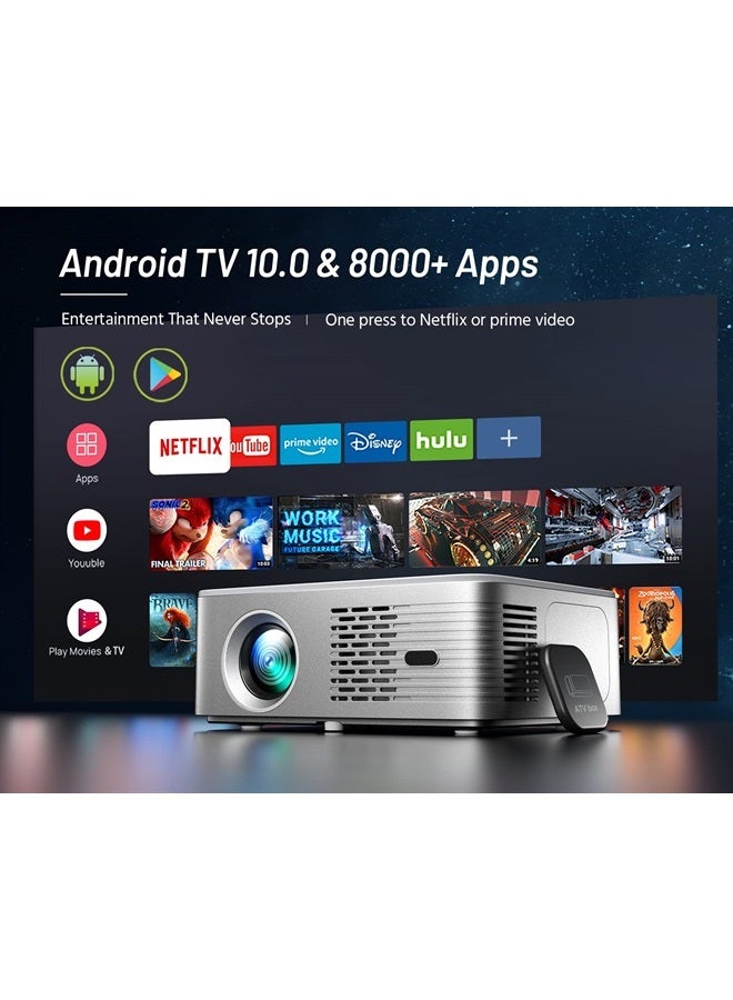 CiBest جهاز عرض 4K يدعم أندرويد TV 10.0 مع واي فاي 5G بلوتوث بدقة 1080P الأصلية، جهاز عرض منزلي FHD من CIBEST مع محرك بصري مغلق بالكامل مزود بـ Netflix/Prime Video مدمج، 8000+ تطبيق، تركيز تلقائي، صوت ستيريو - Image 5