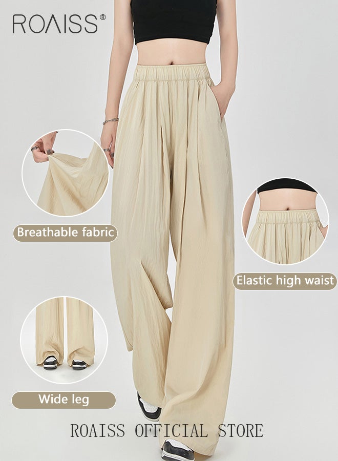 رويس بنطلون نسائي مريح ذو ساق واسعة مع ملمس منسوج لتشكيل الساق أنيق وتنحيف وحماية من الشمس وانسدال ممتاز - Image 4