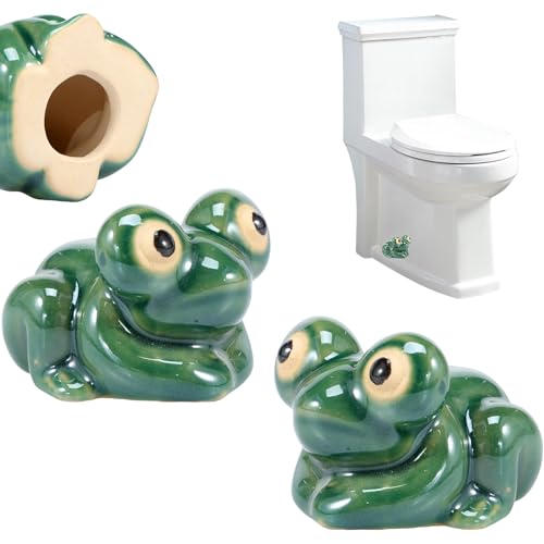 ZLHETWT 2Pcs Ceramic Toilet Bolt Caps, Fun Frog Toilet Bolt Covers, Ceramic Toilet Bolt Covers, Cute Funny Frog Toilet Bolt Covers Toilet Bolt Decorative Caps Easy Installation for Bathroom Decor Gift - Image 1
