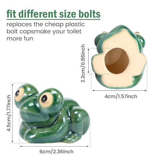 ZLHETWT 2Pcs Ceramic Toilet Bolt Caps, Fun Frog Toilet Bolt Covers, Ceramic Toilet Bolt Covers, Cute Funny Frog Toilet Bolt Covers Toilet Bolt Decorative Caps Easy Installation for Bathroom Decor Gift - Image 5