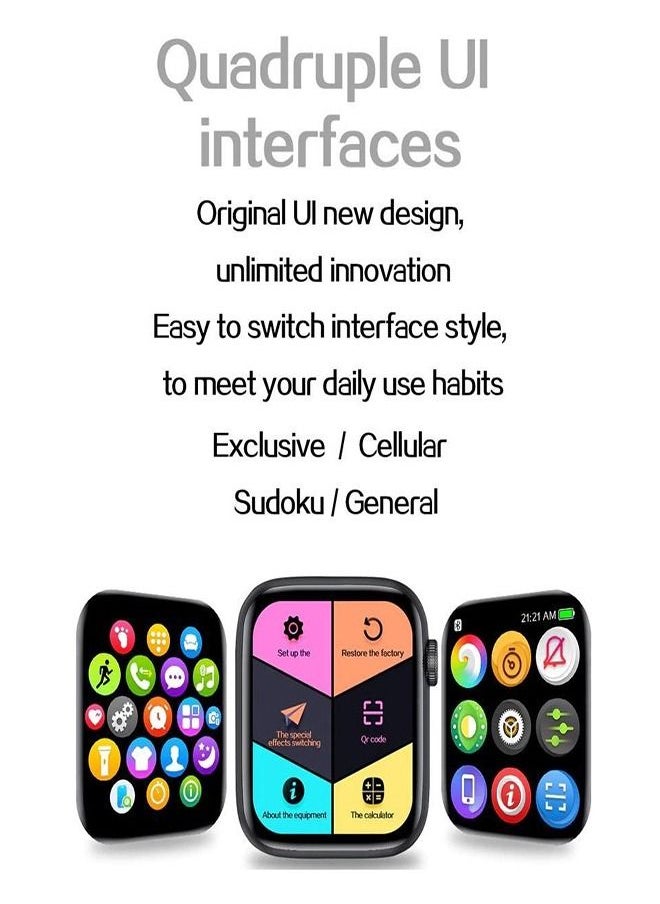 Generic - FR99 Pluse Smart Watch 44MM-SERIES 6 – Full Touch Screen, All watch Buttons Work with 2 Fabric & Silicone Straps, Support Arabic language, compatible Android & IOS - Image 1