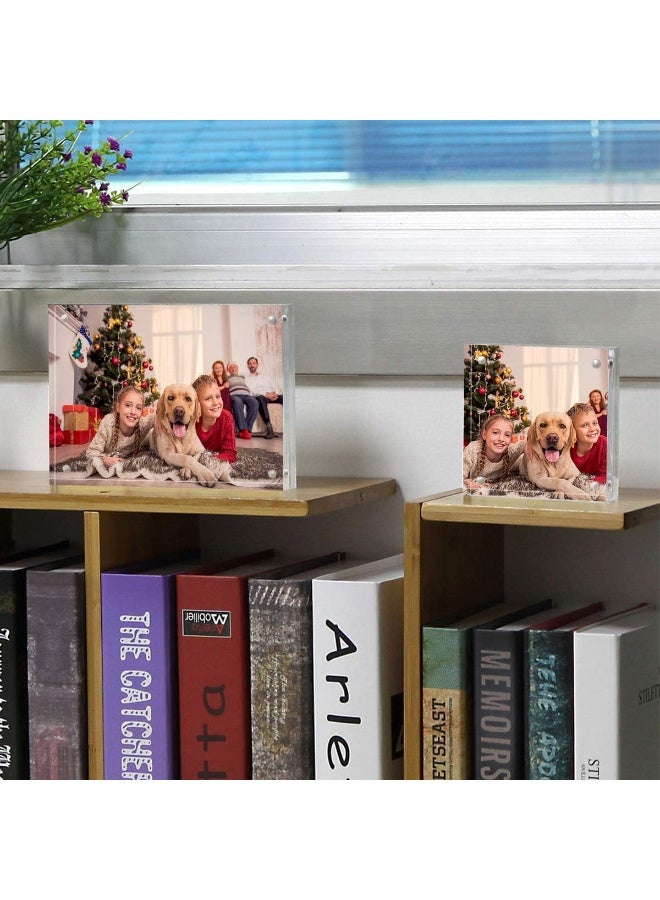 NIUBEE 5x5 Picture Frames, Clear Acrylic Photo Frame with Gift Box Package, 20% Thicker Blocks Magnetic Desktop Card Display - Image 4