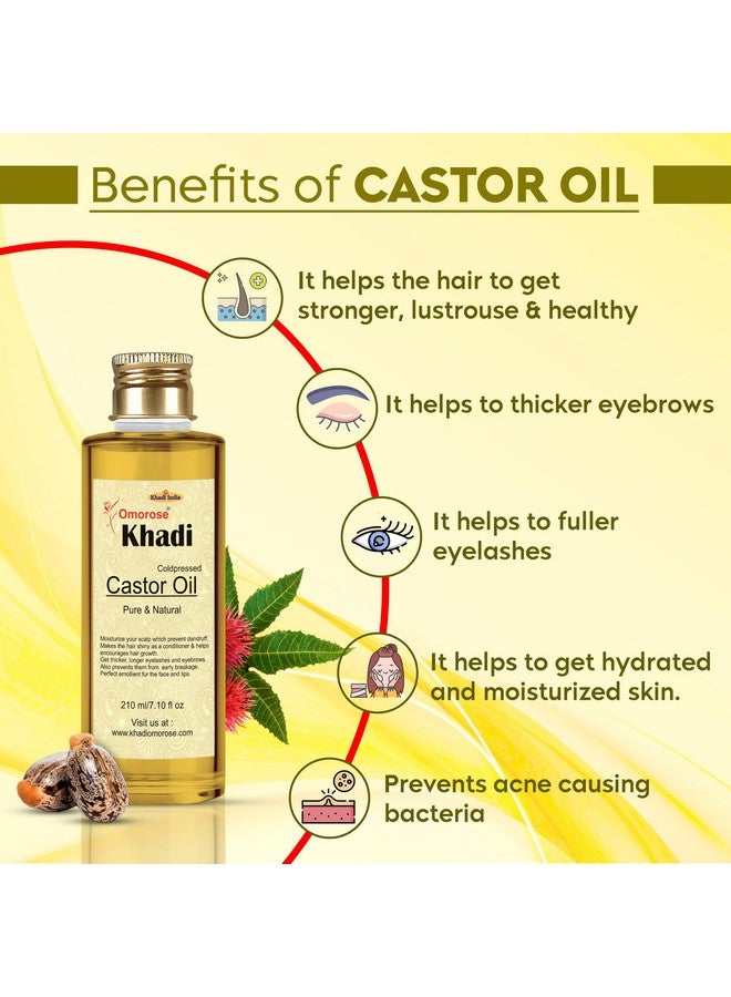 KHADI Omorose Castor Oil | Coldpressed & Hexane Free| Supports Stronger Hair| Hydrates Skin | Healthy Eyelashes Eyebrows, Lips & Nails -210 Ml - Image 3