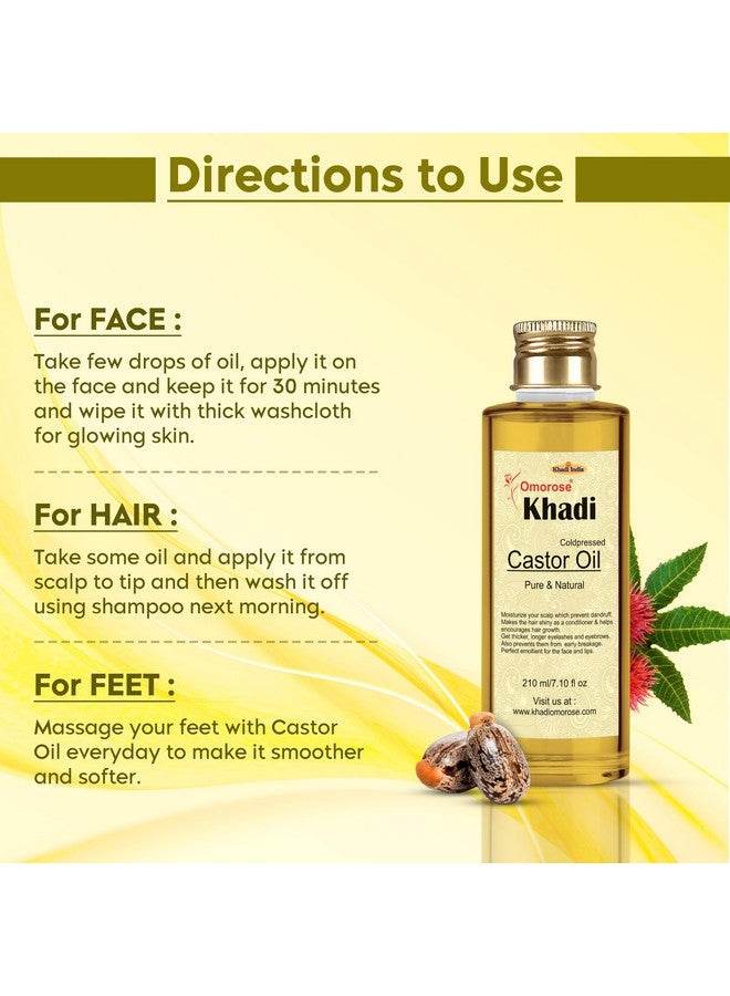 KHADI Omorose Castor Oil | Coldpressed & Hexane Free| Supports Stronger Hair| Hydrates Skin | Healthy Eyelashes Eyebrows, Lips & Nails -210 Ml - Image 4