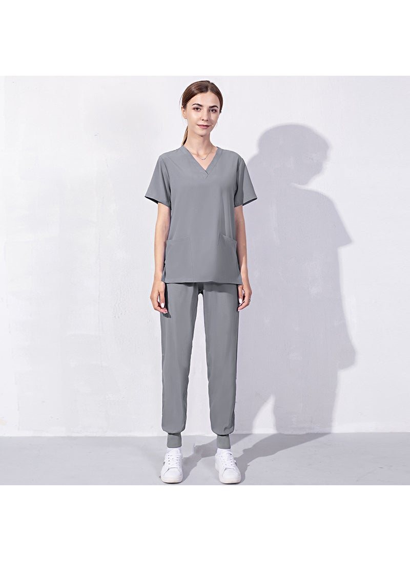 Generic Summer Medical Nurse Uniform Set for Women 42016 gray LW 
