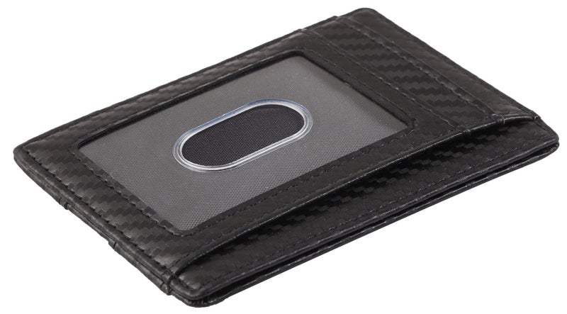 توجيرجن محفظة Toughergun RFID Blocking Minimal من الجلد الطبيعي بجيب أمامي رفيع على شكل حرف U (منسوجة باللون الأسود) - Image 4