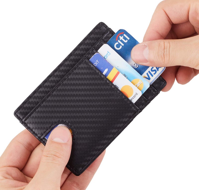 توجيرجن محفظة Toughergun RFID Blocking Minimal من الجلد الطبيعي بجيب أمامي رفيع على شكل حرف U (منسوجة باللون الأسود) - Image 2