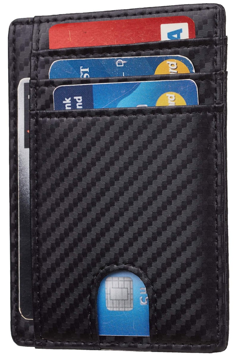 توجيرجن محفظة Toughergun RFID Blocking Minimal من الجلد الطبيعي بجيب أمامي رفيع على شكل حرف U (منسوجة باللون الأسود) - Image 1