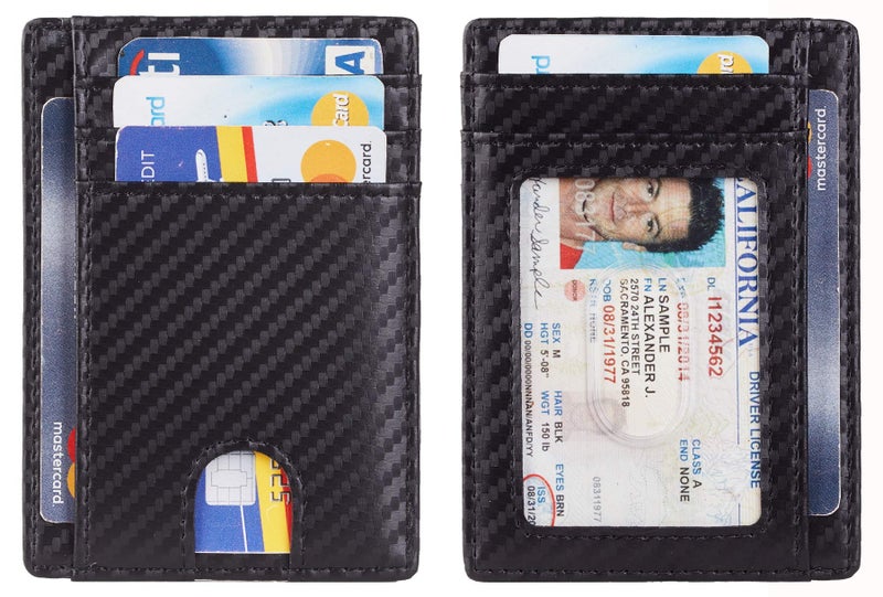 توجيرجن محفظة Toughergun RFID Blocking Minimal من الجلد الطبيعي بجيب أمامي رفيع على شكل حرف U (منسوجة باللون الأسود) - Image 3