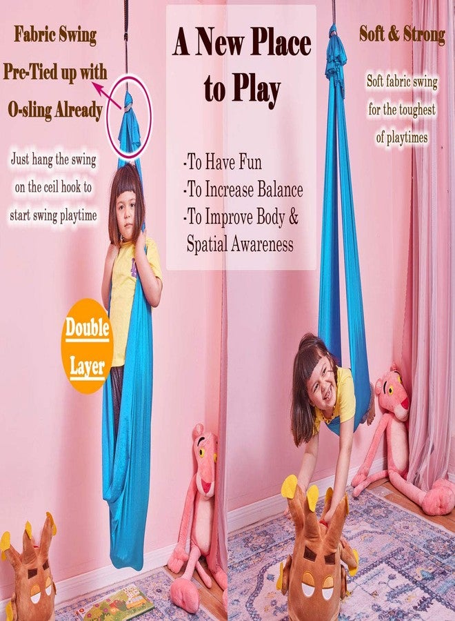 DOI IRON Sensory Swing for Kids with 360° Swivel Hook, Saggy-Resistant Double-Layer Fabric Indoor/Outdoor Cocoon Therapy Swing for Autism, Yoga & Play - Image 5