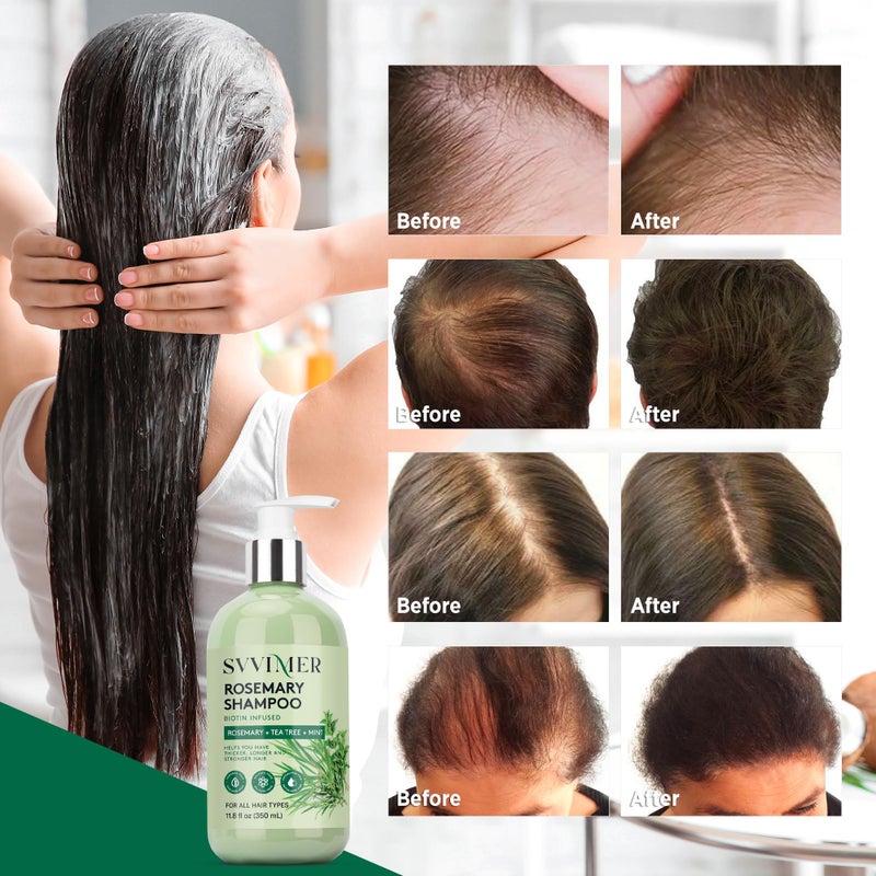 Svvimer Rosemary Hair Growth Shampoo: Thickening and Regrowth Formula for Men & Women - Rosemary Mint Strengthening Shampoo with Tea Tree Oil Biotin - For Thinning Hair and Hair Loss 11.8 fl.oz - Image 2