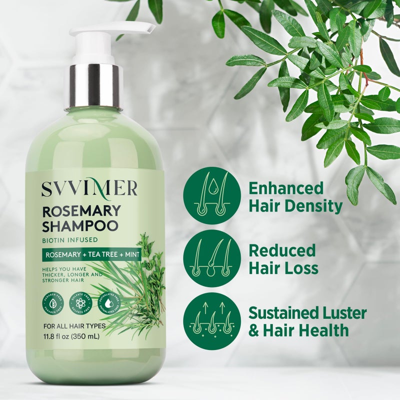 Svvimer Rosemary Hair Growth Shampoo: Thickening and Regrowth Formula for Men & Women - Rosemary Mint Strengthening Shampoo with Tea Tree Oil Biotin - For Thinning Hair and Hair Loss 11.8 fl.oz - Image 5