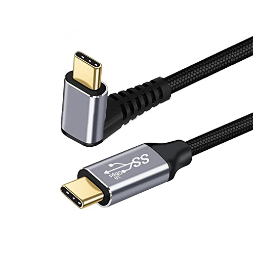 NFHK 90 Degree Up Down Angled TypeC USBC Male to Male USB31 10Gbps 100W Data Cable for Laptop Phone 50CM - Image 1