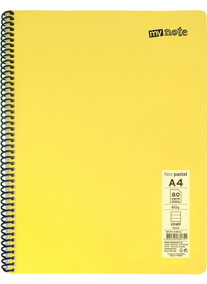Mynote Flex Pastel PP Cover A4 80 Sheets 4 Notebook Set - 2 Squared; 2 Stripes  - Image 3