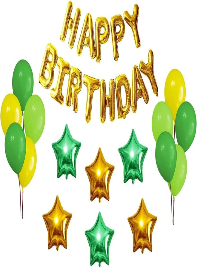 Secret Party Decorations Set- Happy Birthday Decoration Banner and Balloons- Elegant Lime, Green and Yellow Birthday Decorations Party Supplies-