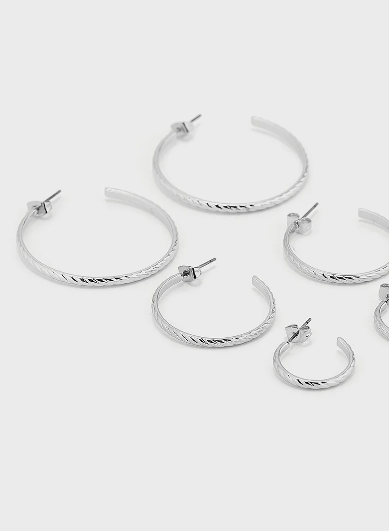 PIECES Pcviomma Set Of 3 Hoop Earrings