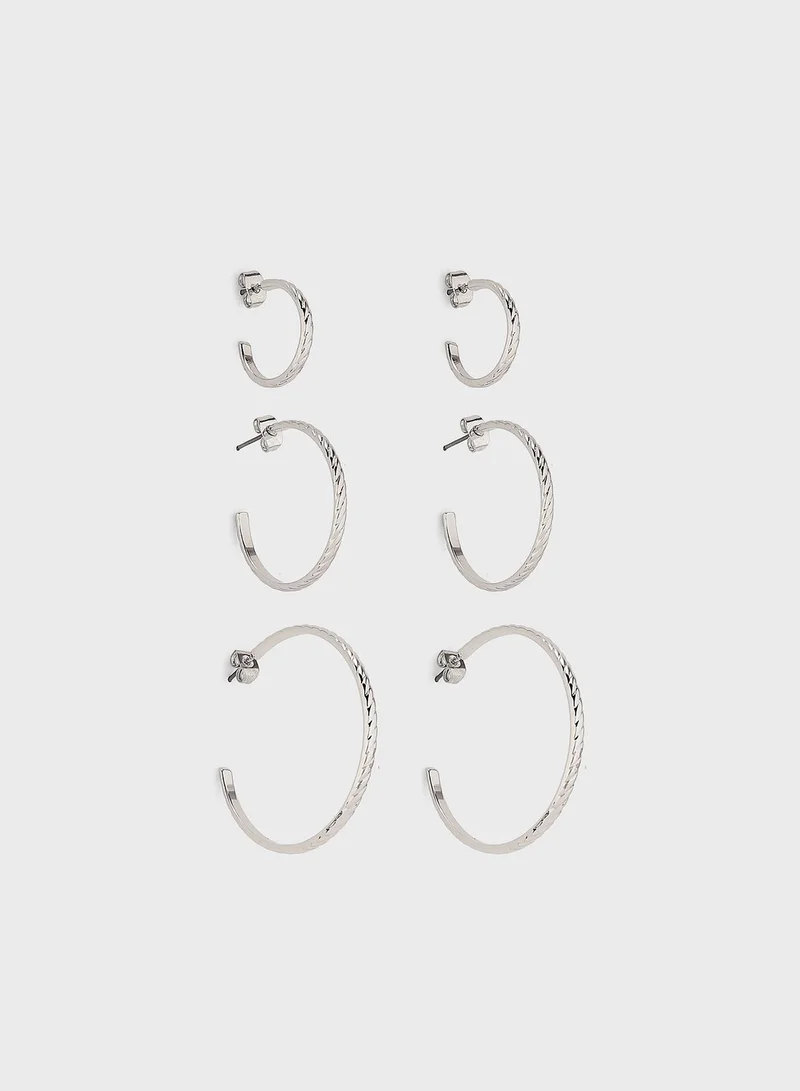 PIECES Pcviomma Set Of 3 Hoop Earrings
