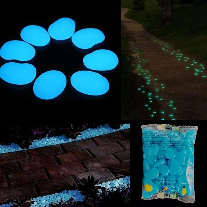 BLAPOXE Glow in The Dark Rocks, 100PCS Fairy Garden Decorations Stones, Outdoor Decor for Patio Stepping Stone Kit, Pebbles for Plants/Yard/Backyard/Fish Tank/Pool Stuff - Image 5
