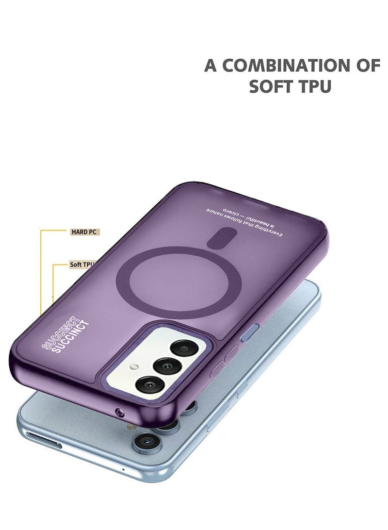 Techie غطاء خلفي شفاف مغناطيسي ماغسيف مع واقي عدسة كاميرا مرتفع لهاتف سامسونج جالاكسي A25 - بنفسجي غير لامع - Image 2