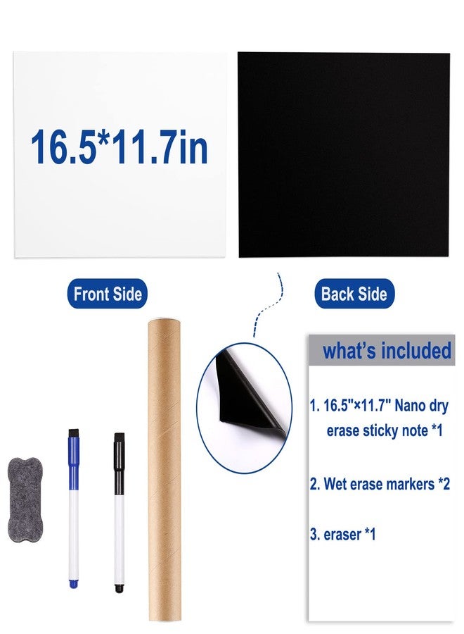 Tenyond Dry Erase Whiteboard Sticker for Fridge, 16.5×11.7in Removable Whiteboard Sheet for Non-Magnetic Stainless Steel Glass Door w/ 2 Markers & 1 Eraser, Washable Sticky Note, No Residue, Any Shiny Surface - Image 3