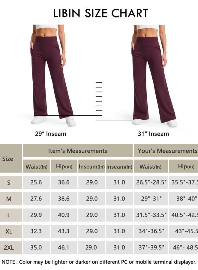 Libin Yoga Pants Women Wide Leg Pants 29"/31" High Waist Comfy Stretch Casual Loose Track Sweatpants Women with Pockets, Dark Navy, L - Image 5