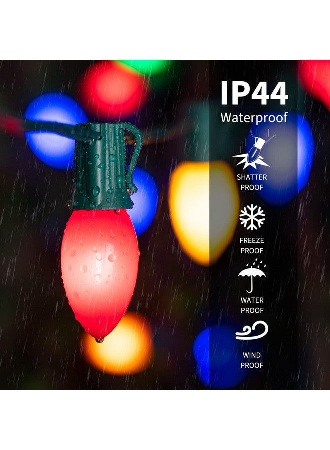ماين توم أضواء عيد الميلاد LED C9 العتيقة متعددة الألوان في الهواء الطلق، أضواء سلسلة C9 بطول 50 قدمًا لشجرة عيد الميلاد على سطح شجرة عيد الميلاد والحفلات في الأماكن المغلقة والمفتوحة والحديقة والفناء الخلفي والمقهى وديكورات عيد الميلاد، سلك أخضر  - Image 3