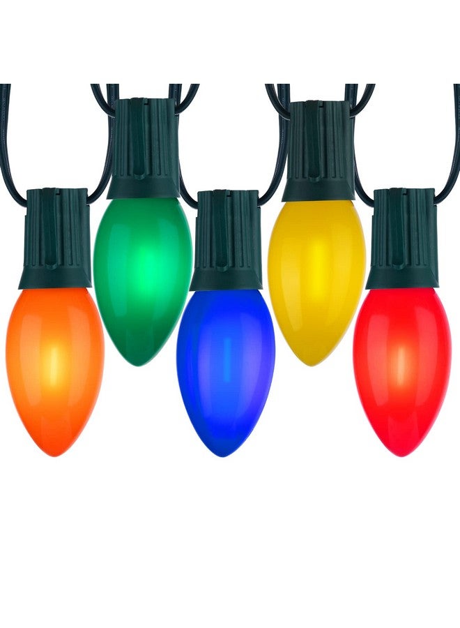 ماين توم أضواء عيد الميلاد LED C9 العتيقة متعددة الألوان في الهواء الطلق، أضواء سلسلة C9 بطول 50 قدمًا لشجرة عيد الميلاد على سطح شجرة عيد الميلاد والحفلات في الأماكن المغلقة والمفتوحة والحديقة والفناء الخلفي والمقهى وديكورات عيد الميلاد، سلك أخضر  - Image 1