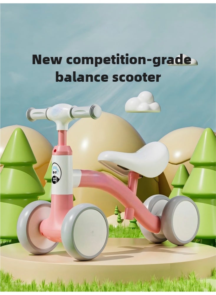 أنا أحب الأطفال سكوتر التوازن للأطفال لمدة 1-5 سنوات ، دراجة التوازن للأطفال الصغار ذات العجلات الأربع مع مقعد قابل للتعديل والعجلات الخلفية ذات الإضاءة LED ، لعبة ركوب الأطفال الآمنة والخفيفة الوزن (الوردي) - Image 2