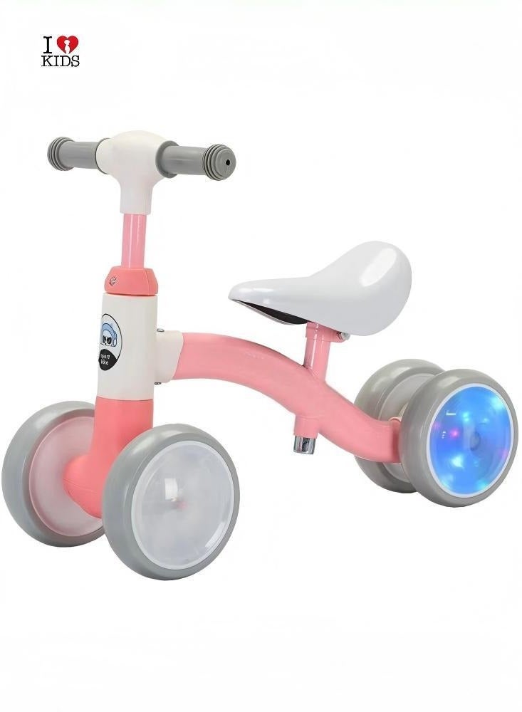 أنا أحب الأطفال سكوتر التوازن للأطفال لمدة 1-5 سنوات ، دراجة التوازن للأطفال الصغار ذات العجلات الأربع مع مقعد قابل للتعديل والعجلات الخلفية ذات الإضاءة LED ، لعبة ركوب الأطفال الآمنة والخفيفة الوزن (الوردي) - Image 1
