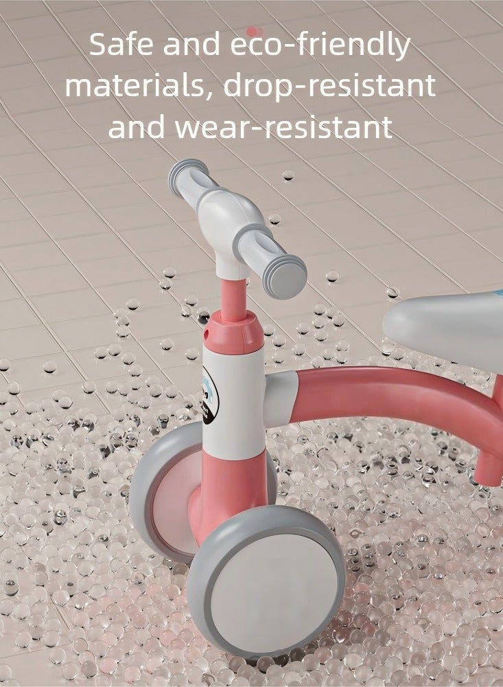 أنا أحب الأطفال سكوتر التوازن للأطفال لمدة 1-5 سنوات ، دراجة التوازن للأطفال الصغار ذات العجلات الأربع مع مقعد قابل للتعديل والعجلات الخلفية ذات الإضاءة LED ، لعبة ركوب الأطفال الآمنة والخفيفة الوزن (الوردي) - Image 4