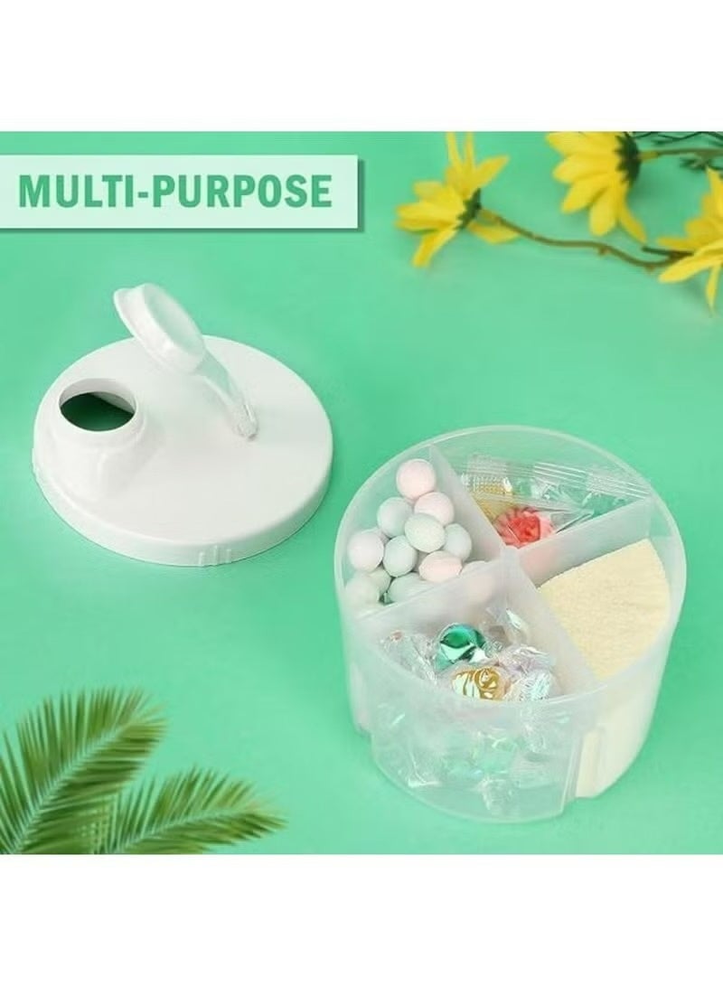 Amanli 1 Pcs Baby Formula Dispenser On The Go, Non-Spill Rotating Four-Compartment Formula Container, Milk Powder and Snack Storage Container, for Infant Toddler Travel Outdoor(White) - Image 3