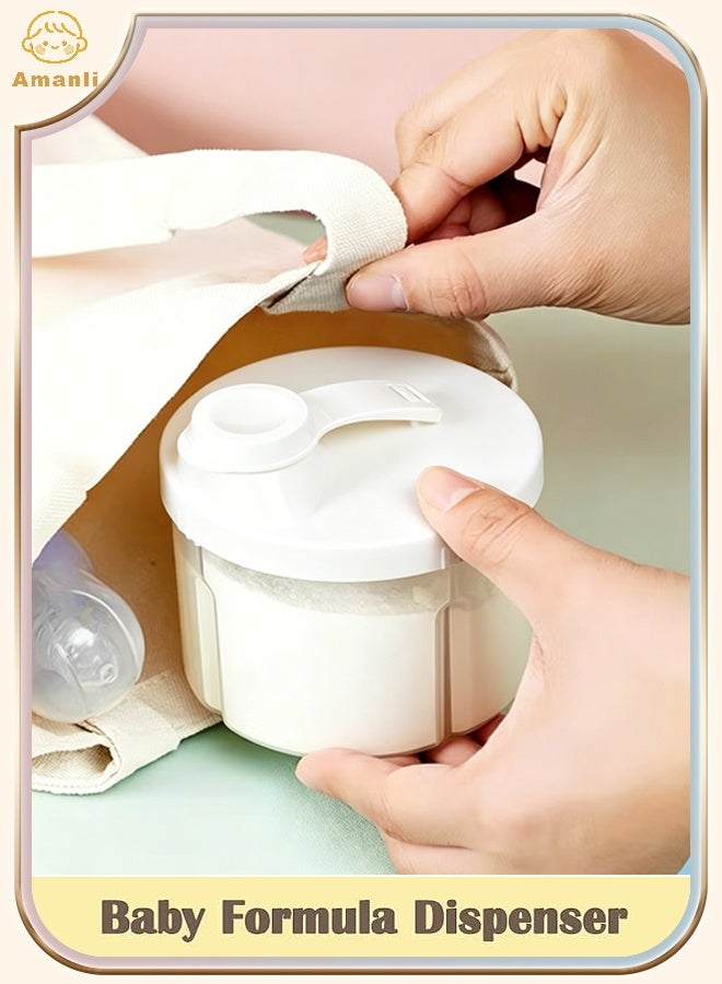 Amanli 1 Pcs Baby Formula Dispenser On The Go, Non-Spill Rotating Four-Compartment Formula Container, Milk Powder and Snack Storage Container, for Infant Toddler Travel Outdoor(White) - Image 1