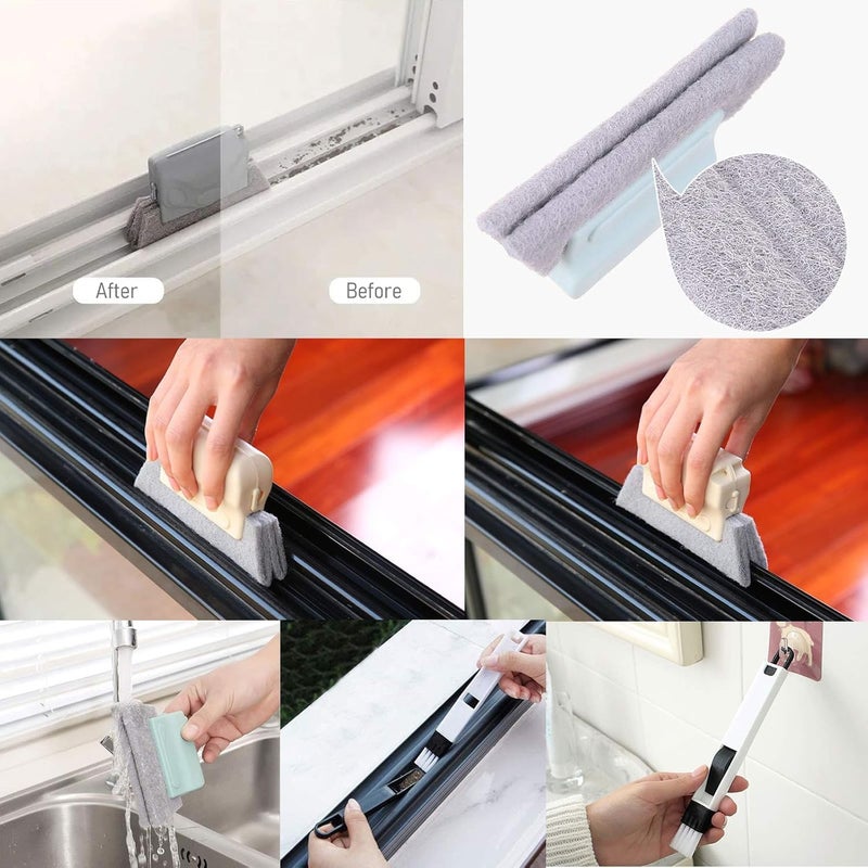 KBZONE Window Track Cleaner Tools Set, 11 PCS Window Groove Cleaning Brush Kit for Sliding Door, Sill, Tile Lines, Shutter, Car Vents, Keyboard (Window Cleaning Brush Set) - Image 5