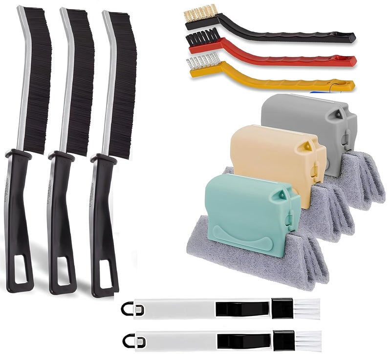 KBZONE Window Track Cleaner Tools Set, 11 PCS Window Groove Cleaning Brush Kit for Sliding Door, Sill, Tile Lines, Shutter, Car Vents, Keyboard (Window Cleaning Brush Set) - Image 1
