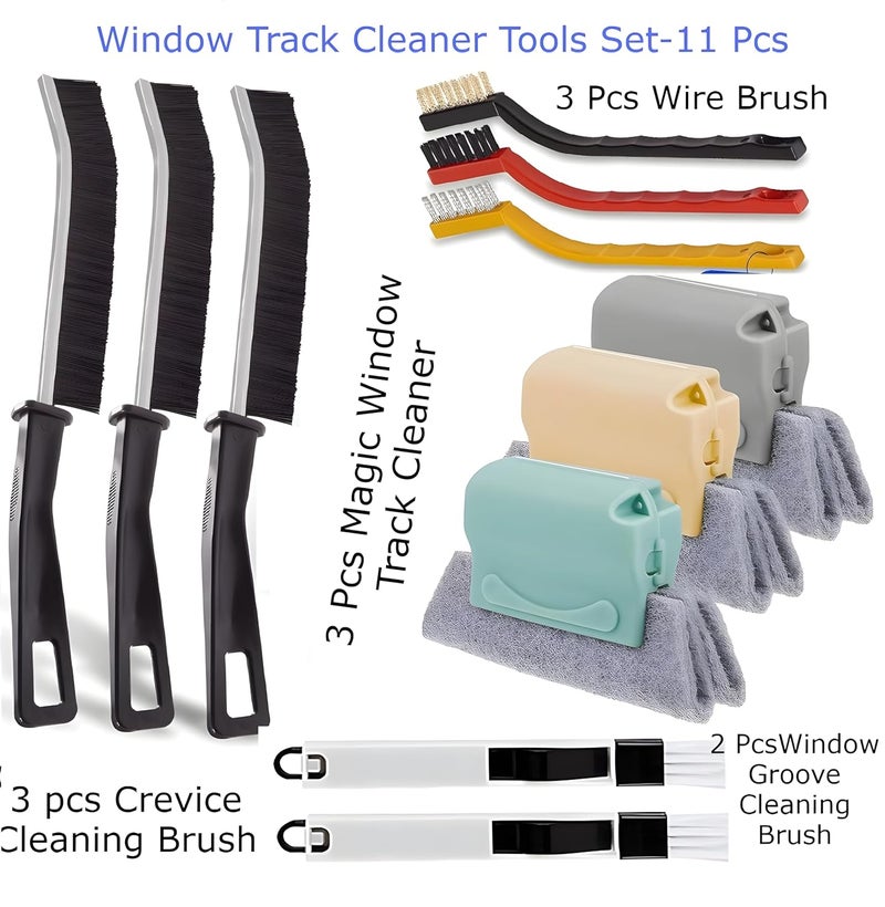 KBZONE Window Track Cleaner Tools Set, 11 PCS Window Groove Cleaning Brush Kit for Sliding Door, Sill, Tile Lines, Shutter, Car Vents, Keyboard (Window Cleaning Brush Set) - Image 2