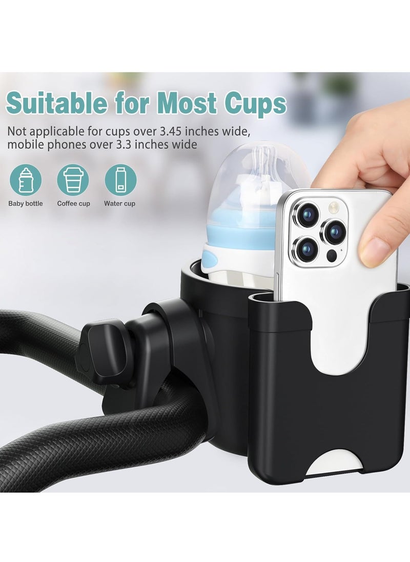 spa luxetique Stroller Cup Holder with Phone Holder, Universal Bottle Holder for Wheelchair, Walker, Bike, Scooter, Stroller Accessories for Uppababy, Nuna, Bugaboo, Doona, Gifts for Women, Mom, Men  - Image 2
