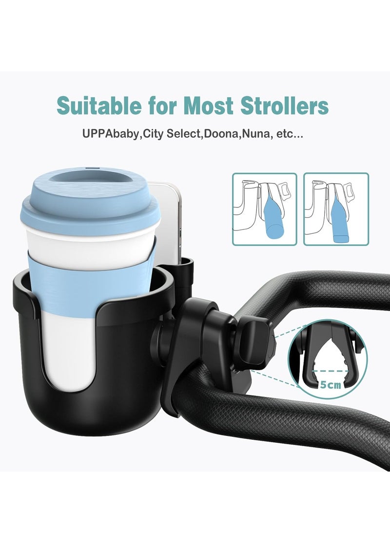 spa luxetique Stroller Cup Holder with Phone Holder, Universal Bottle Holder for Wheelchair, Walker, Bike, Scooter, Stroller Accessories for Uppababy, Nuna, Bugaboo, Doona, Gifts for Women, Mom, Men  - Image 3