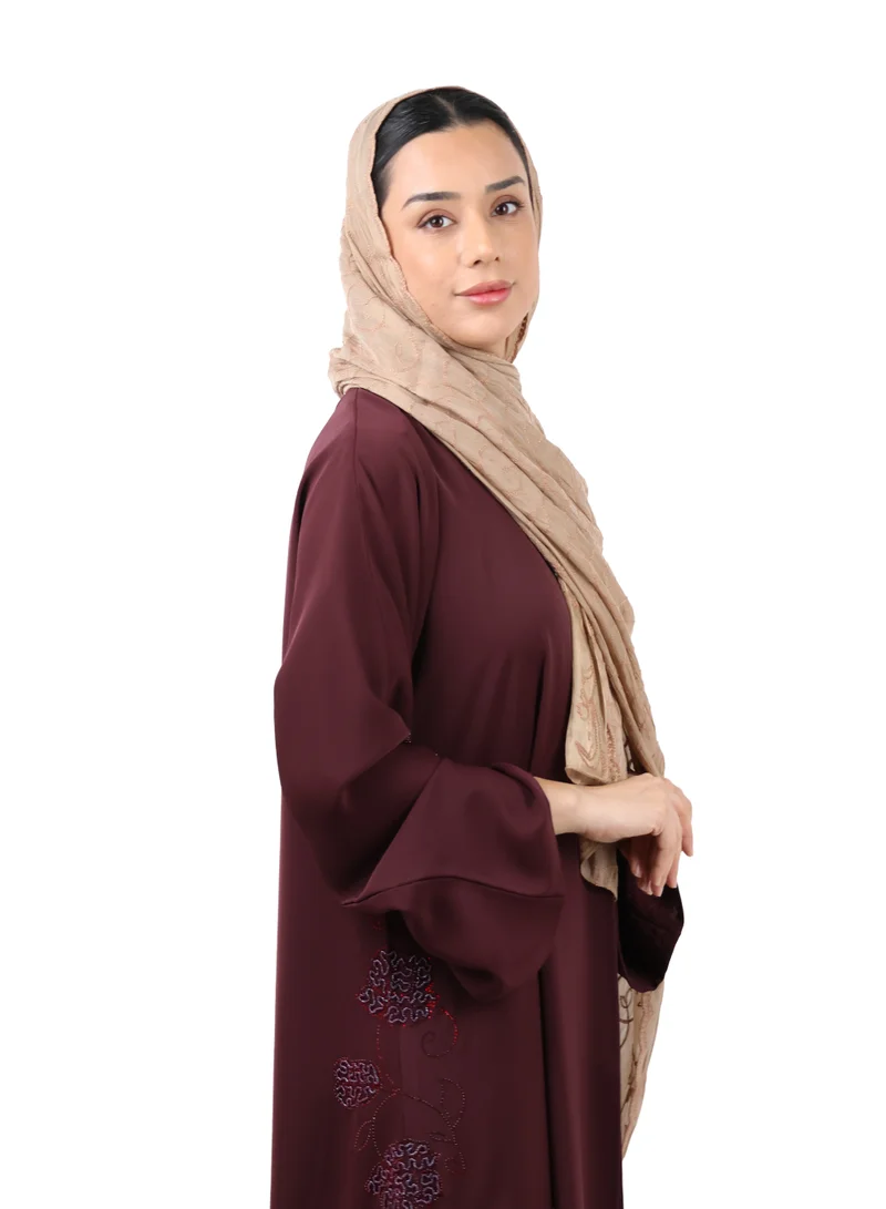 Jameela  Premium Circle Motif Organza Scarf (Camel Brown) for Women | Best Price UAE