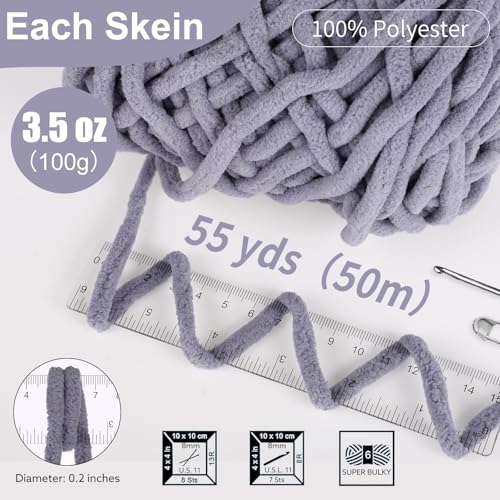 WSICSE Chenille Fluffy Yarn, Thick Chunky Blanket Yarn for Crocheting Plush Soft for Knitting Blanket DIY Gifts, 6 Pack 100g Each 3.5 oz 55 Yards(Brown Series) - Image 3