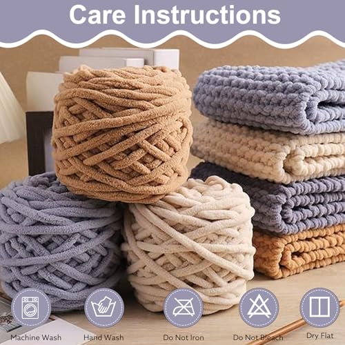 WSICSE Chenille Fluffy Yarn, Thick Chunky Blanket Yarn for Crocheting Plush Soft for Knitting Blanket DIY Gifts, 6 Pack 100g Each 3.5 oz 55 Yards(Brown Series) - Image 2