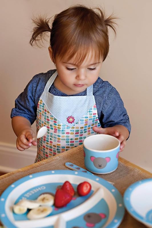 SXDHK New Mulitcolor Printed Bamboo Fibre Round Mix Design 5 Piece Dinner Wears Set for Kids Multicolor - Image 5